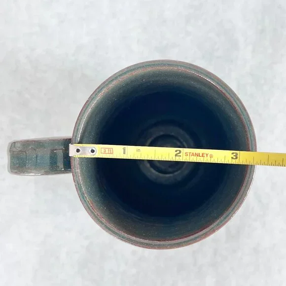 Vintage Handmade Stoneware Studio Pottery Mug Artist Signed Green and Brown - Picture 3 of 10